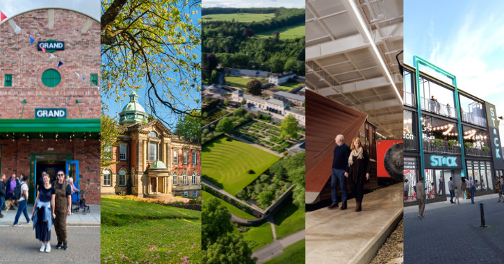 Collage of different images showing different attractions in County Durham.